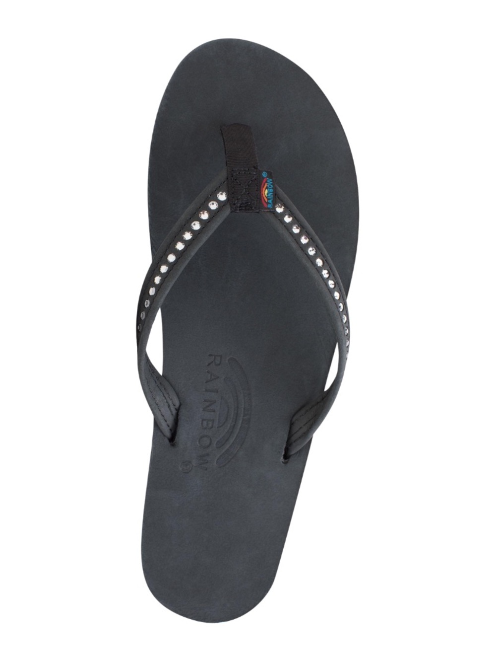 Rainbow Kid’s Black Crystal-Studded Flip Flops